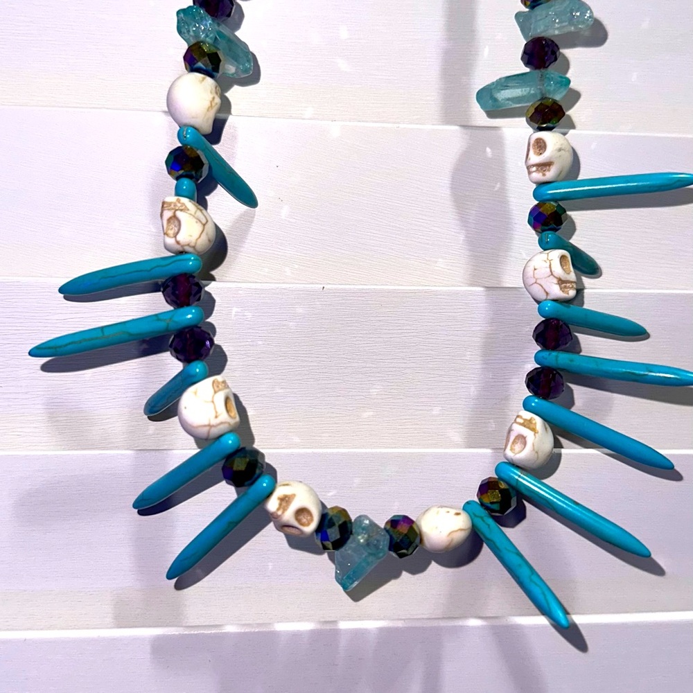 Women’s jewelry necklaces earrings handmade stone, crystal, leather, metal